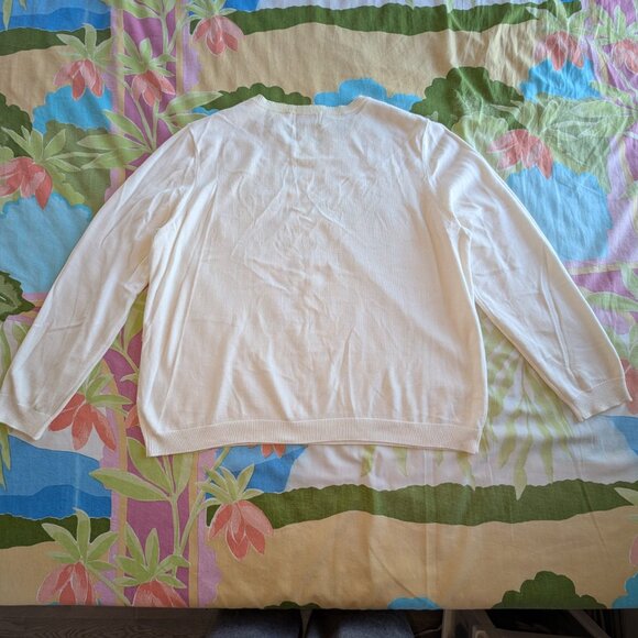 Alfred Dunner Women's XL Ivory Floral Sequin &Pearl Beaded Long Sleeves Sweater - Picture 14 of 15